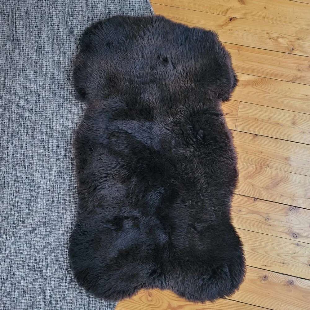 Genuine Swedish Sheepskin Rug Dark Chocolate Dense Or Pelt Throw 46